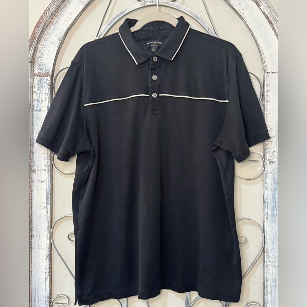Banana Republic Black and White Polo Shirt Minimalist Design